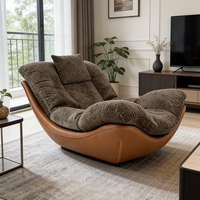 Fauteuil Lounge de Style Nordique Minimaliste, Fauteuil Surdimensionné, Revêtement en Velours Teddy, Relaxation, Canapé Simple pour Appartement Loft