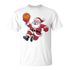 Camiseta navideña de baloncesto con diseño de Papá Noel jugando al baloncesto para niños y hombres - Product Image 1
