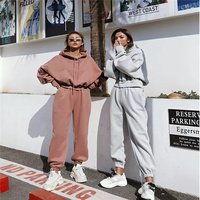 Ensemble de sweats à capuche en laine pour femme, survêtement polaire d'hiver 2 pièces, crop top et sweat à capuche oversize pour femme