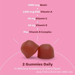 جيل فيتامينات متعددة للجميع من عمر الولادة بنكهة الفراولة والكرز للعناية بالبشرة والأظافر للبالغين - الأكثر مبيعًا - Product Image 4