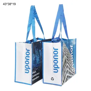 Reusable Laminated Shopping Bags RPET Shopper Eco-friendly Reusable Recycled PET Shopping Tote Bag With Lamination