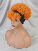 Pelucas Bob Baratas al por Mayor Sin Encaje, Peluca Afro Corta Rizada Ondulada con Diadema Sin Pegamento, Hecha a Máquina con Cabello Humano para Mujeres Negras