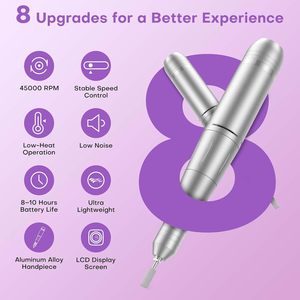 Meilleur Choix 2026 : Ponceuse à Ongles Professionnelle 45000 tr/min, Lime à Ongles Électrique Portable et Rechargeable pour Manucure - Product Image 4