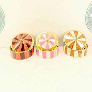 Two Line Eco-Friendly Mother of Pearl Inlay <b>Shell</b> Box with <b>Mirror</b> Polish Round Modern Keepsake Craft Box - Product Image 1