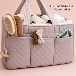 Organisateur de couches pour bébé KUYEU, panier de rangement pour la crèche avec poignées et poches pour les essentiels du nouveau-né - Product Image 4