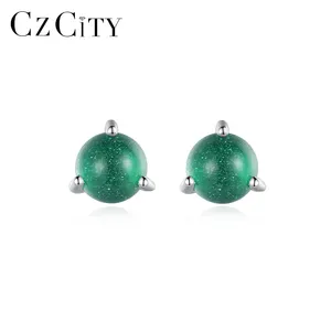 CZCITY New Arrival Fashion Trendy Silver Tiny Stud 925 Antique Crystal Sterling 90S Colourful Disco Ball Earring