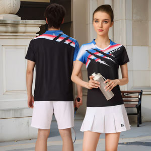 Uniforme da Allenamento e Competizione Unisex Taglie Forti ad Asciugatura Rapida in Tessuto Lavorato a Maglia Ecologico Anti-UV con Scollo a V; Ping Pong Tennis - Product Image 2