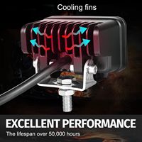 Projecteur LED, lumière auxiliaire, lumière de travail LED de 3 pouces pour voiture, moto, phares avec support