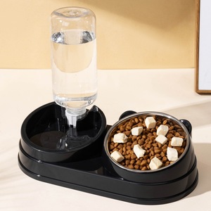 Distributeur automatique d'eau pour chat, double distributeur en acier inoxydable pour chiens et chats, station d'alimentation ovale pour animaux de compagnie - Product Image 1