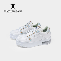 BUCCI BATANI Chaussures décontractées pour hommes en cuir blanc ivoire et tissu Scabal, tige en tissu, à lacets, semelle extérieure en caoutchouc XL SC070-E028