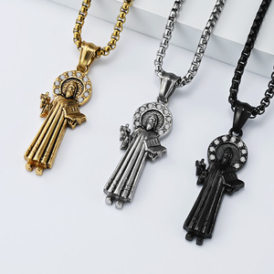 St Benedict Pendant Necklace <b>Titanium</b> Steel Religious Charm Unisex Jewelry - Product Image 2