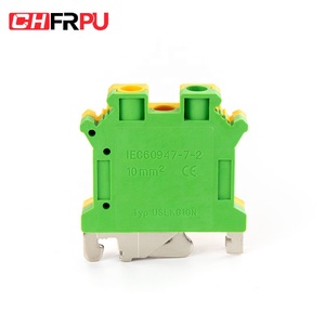 บล็อกขั้วต่อสายดินแบบสกรู CHFRPU USLKG10 ขนาด 10 ตร.มม. สำหรับราง DIN  บล็อกขั้วต่อสายดินทองเหลืองสำหรับ <span class=keywords><strong>UK10N</strong></span> - Product Image 3