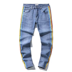 Jeans de Motociclista Bordados para Hombre Amirys, Corte Ajustado, Mezclilla de Algodón Desgastada, Modernos y a la Moda, Unisex - Product Image 4