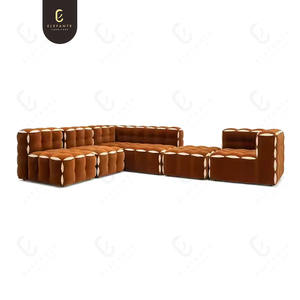 مجموعة فاخرة حديثة إيطالية بتصميم مخصص أريكة مخملية نمطية ناعمة مقطعية - Product Image 2