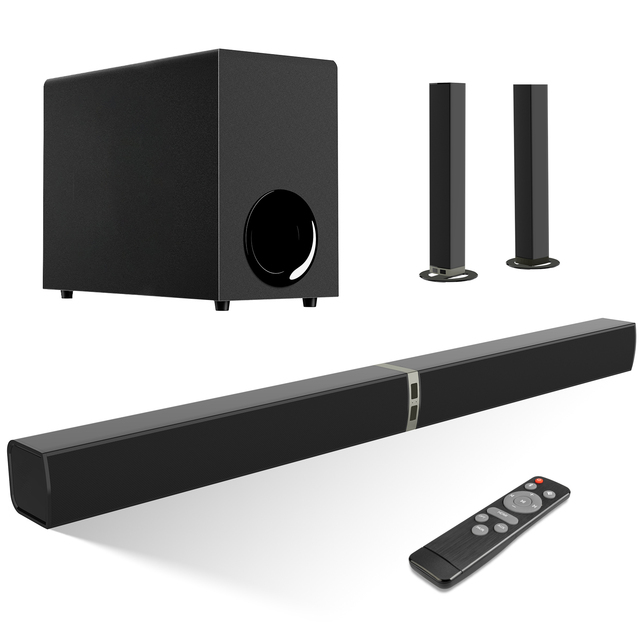 2.1 Channel TV Soundbar Speaker - WirelessBT Sound bar Home Theater Stereo System with Subwoofer HDMI-ARC Optical USB AUX