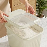 Organisateur de rangement pour cuisine domestique, seau à riz en PP avec couvercle rabattable, conteneur alimentaire anti-poussière et anti-humidité pour céréales