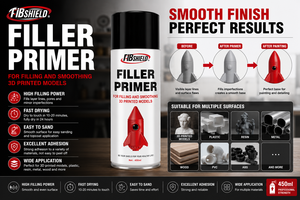 FIBSHIELD 450ml Professional Filler <strong>Primer</strong> High Build <strong>Spray</strong> for 3D Printing Resin <strong>Plastic</strong> Metal Surface Preparation - Product Image 3