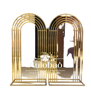 Aulobao AW-589 - Soporte de Exhibición Moderno en Forma de Arco, de Acero Inoxidable Dorado, con Logotipo Personalizado, para Bodas, Eventos, Bares y Hoteles - Product Image 1
