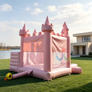 Château Gonflable Rose Sec et Humide avec Toboggan et Trampoline, Idéal pour Mariages et Fêtes, Équipement de Location pour Adultes et Enfants - Product Image 2