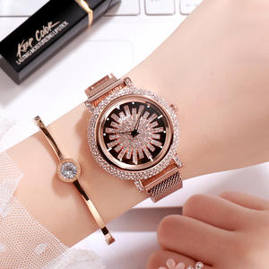 Montre élégante pour femme avec bracelet à enfiler, cadran serti de diamants, style populaire - Product Image 4