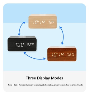 Base de Carga Inalámbrica de Madera de 15W con Pantalla LED de Reloj y Temperatura para iPhone y Samsung Galaxy, de Fábrica OEM - Product Image 3
