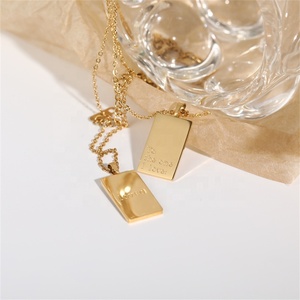Personalizzato inciso amato magic darling ciondolo geometrico in acciaio inossidabile 18k PVD placcato oro collana a catena a maglia regalo di gioielli da donna - Product Image 4