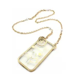2023 Newest Durable Metal Phone Chain Gold Color Mobile Phone Charm Lanyard Long Crossbody CellPhone Strap