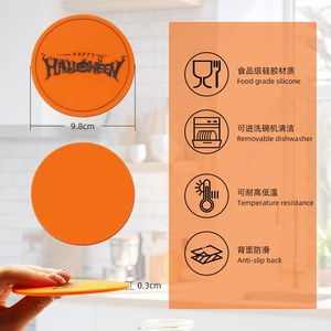 Posavasos Luminoso de Silicona Antideslizante con Diseño de Murciélago, Bruja <span class=keywords><strong>y</strong></span> Calabaza para Halloween, Aislante del Calor, Brilla en la Oscuridad, para Promociones - Product Image 3