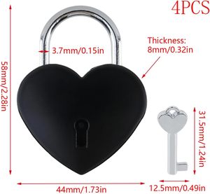Candado Pequeño de Metal en Forma de Corazón con Llave para Joyero, Caja de Almacenamiento, Diario - Product Image 4