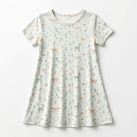 Robe décontractée pour bébé fille, manches courtes, en bambou et élasthanne, coupe évasée, collection été, offre spéciale