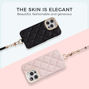 Fresh Fashion Promax Lanyard PU Funda de cuero para teléfono móvil para <span class=keywords><strong>Apple</strong></span> 13/14/15/16 Diamante estampado - Product Image 2