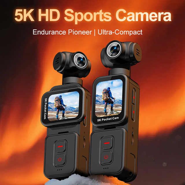 2026 Best Pocket Handheld Action Camera, 270. Rotatable 5K HD WiFi Enabled Pocket Camcorder for Filming Travel Vlog Video