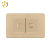 Prise murale réseau pour bureau à domicile avec double port informatique (RJ45) et port téléphonique (RJ11) en verre/PC