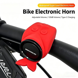 Sonnette de sécurité pour <span class=keywords><strong>vélo</strong></span> en silicone et plastique ABS, volume réglable 120 dB, <span class=keywords><strong>klaxon</strong></span> électronique rechargeable, son puissant, charge Type-C - Product Image 2