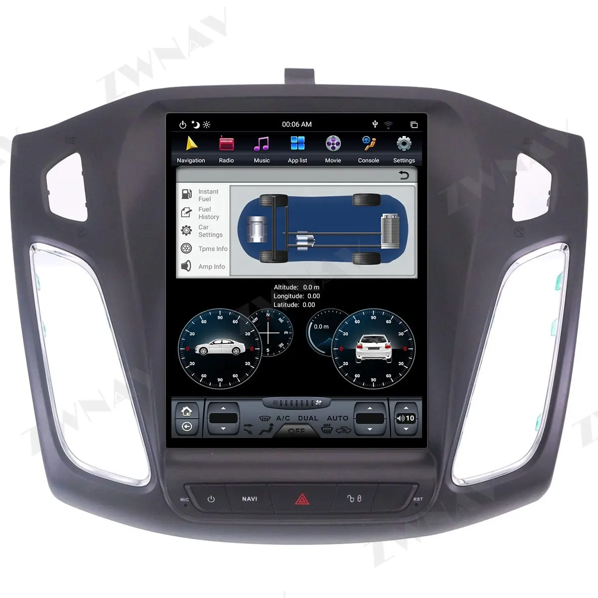 Автомобильный мультимедийный плеер ZWNAV, Android 11,0, 4 ГБ + 64 ГБ, 2 К, в стиле Tesla, GPS-навигация для Ford Focus 2012-2018, DSP