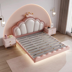 Letti imbottiti morbidi per camera da <span class=keywords><strong>letto</strong></span>, singoli, queen size, per bambini, matrimoniali, con telaio flottante, <span class=keywords><strong>rosa</strong></span>, design per adolescenti - Product Image 5