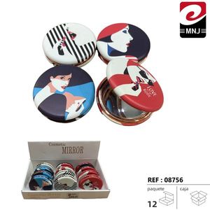 Cosmetic <b>Mirror</b> <b>Compact</b> Round With Art Design For Makeup Portable Pocket Size 12 Pack - Product Image 2