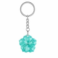 Vente en gros de porte-clés en cristal de pierres précieuses naturelles de haute qualité, sculptés à la main en forme de fleurs, pour bijoux et cadeaux
