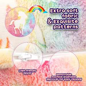Canapé pour tout-petits avec motif licorne qui brille dans le noir, avec housse amovible en sherpa - Product Image 4