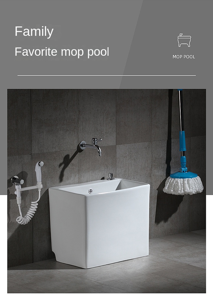 Wash Mop Pool with Drive Balcony Bathroom Geobasin Mop Ceramic Side Drainage Square Household Sink Mop Sink