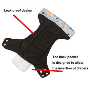 Combinatiepakket Voor Pasgeboren <span class=keywords><strong>Baby</strong></span> 'S 0-1 Jaar Oud 6 Herbruikbare Luiers 6 Microfiber Napie Inzetstukken 2 Natte Droge Zakken Bedrukt - Product Image 3