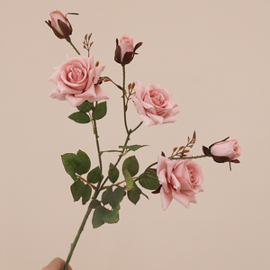 Promoción de gran oferta, decoración de boda, flores artificiales, rosas artificiales, tallo único a granel, 6 cabezas, rosas artificiales - Product Image 3