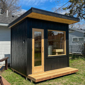 Fabrieksprijs Op Maat 4-Persoons Outdoor Droge Stoomsauna Kamer Vierkante Kubus Ontwerp In Rode Ceder Hemlock Met Kachel Verwarming - Product Image 5