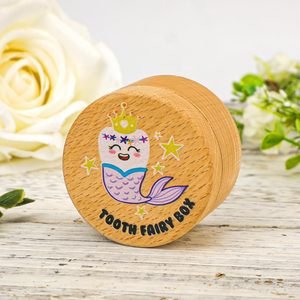 Boîte à dents de lait en bois peinte, mignonne, avec couleur et taille personnalisables - Souvenir pour les dents perdues, anniversaire d'enfant et fête prénatale - Product Image 2