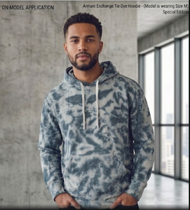Sudadera con Capucha Extra Grande Personalizada con Lavado Ácido y Tie-Dye |   Sudadera de Felpa de Algodón de 300 g/m² |   Venta al por Mayor de Artículos Personalizados con Impresión Azul Vintage - Product Image 6
