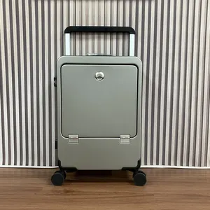 Luxury Aluminum Frame Trolley Suitcase Business Travel Luggage Trolley Suitcase Carry On Luggage Usb Rechargeable Suitcase
