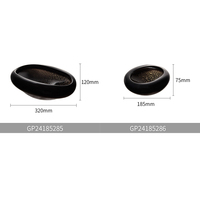 En gros, Bol en verre soufflé à la main noir et or, plat ovale peu profond, centre de table polyvalent pour fruits, clés, cendrier