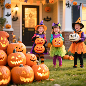 Lámpara de Calabaza de Halloween, Decoración Luminosa de Plástico con Pilas para Escenas - Product Image 1