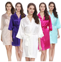 Batas de Seda de Lujo para Novia y Damas de Honor, Estilo Veraniego, Cuello en V, Largo hasta la Rodilla, Secado Rápido, Batas de Matrimonio