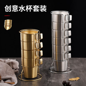 Ensemble de tasses à café en acier inoxydable 304, double paroi isolée, avec poignée, pour boire du thé, du lait, des boissons, pour hôtel, fête - Product Image 1